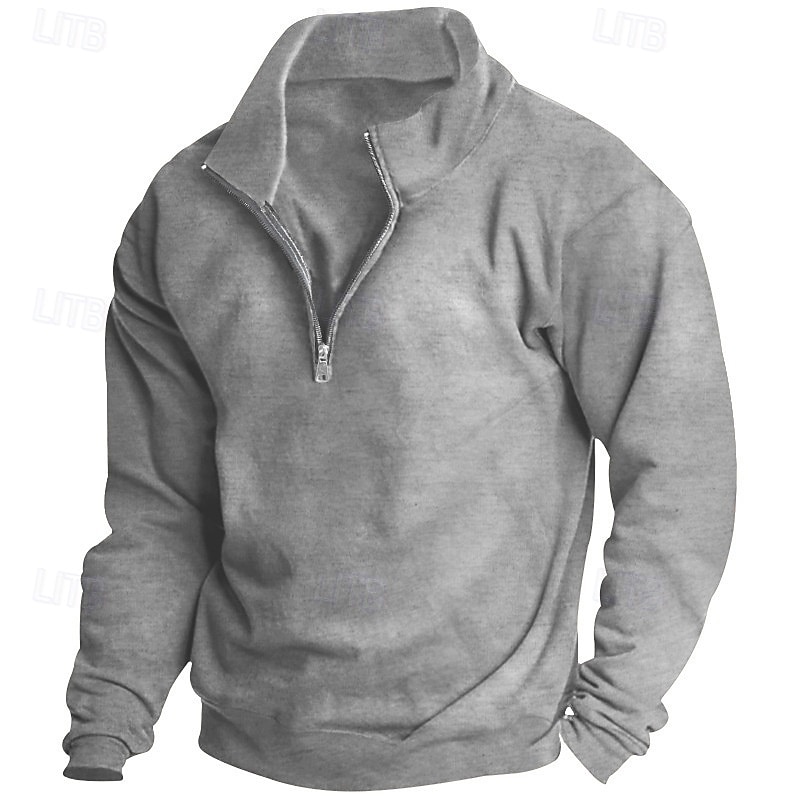 Men's Sweatshirt Polar Fleece Quarter Zip Sweatshirt Apricot Black White Wine Red Half Zip Plain Sports & Outdoor Daily Holiday Streetwear Basic Casual Fall & Winter Clothing Apparel Hoodies 2025 - $28.99 –P16