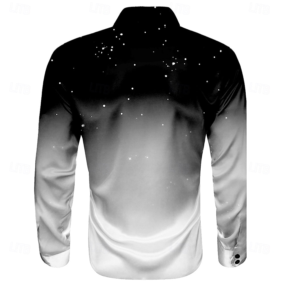 Kerstmis Voor heren Ster Overhemd Overhemd met knopen Lange mouw Casual Mode-casual Vakantie Feestavondkleding Dagelijks gebruik Zomer Lente Herfst Overhemden met kraag 3D-afdrukken Zwart Grijs Paars 2025 - $28.99 –P7