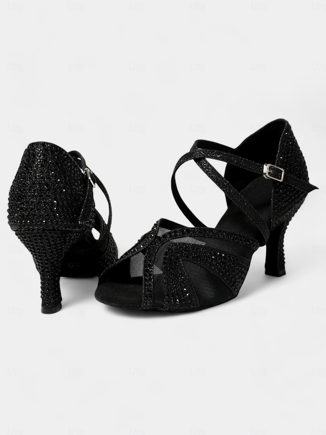 scarpe da ballo latino con tacchi da donna con strass e morbida suola in pelle scamosciata – scarpe da ballo aperte con glitter per matrimoni e occasioni speciali del 2025 a $54.99 –P10