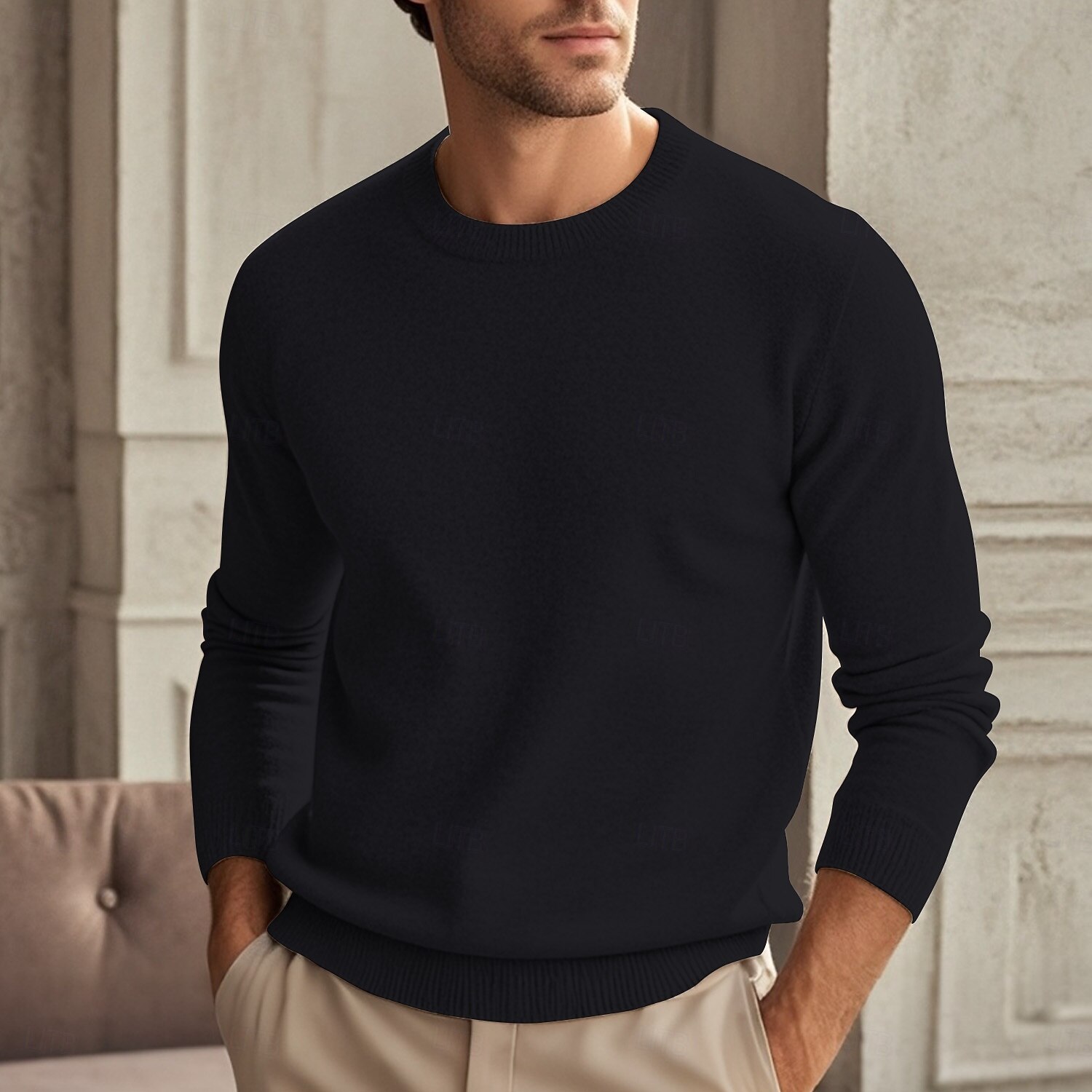 Herren Wollpullover Pullover Kaschmir Kaschmirpullover Strickpullover Gerippt Stricken Standard Strick Glatt Rundhalsausschnitt Modisch Brautkleider schlicht Freizeitskleidung Verabredung Bekleidung 2025 - $25.99 –P6