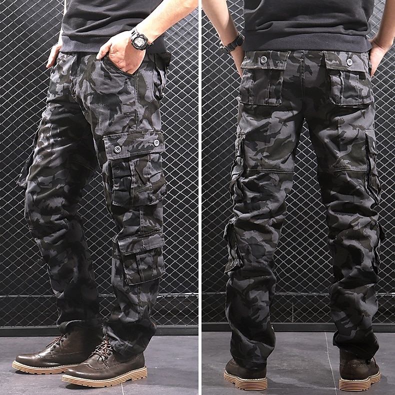 2025年 男性用 アウトドアパンツ カーゴパンツ ハイキング パンツ 軍隊 カモフラージュ アウトドア レギュラー 防水 高通気性 速乾性 パンツ フォレストグリーン ブラック+グレー コットン 狩猟 登山 キャンプ / ハイキング / ケイビング 29 30 31 32 33  コレクション – $30.99 –P8