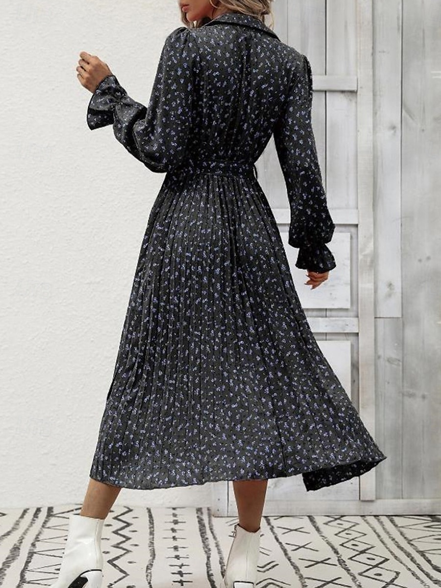 robe midi à fleurs à col en V et manches longues pour femme printemps automne de 2025 ? $33.99 –P2