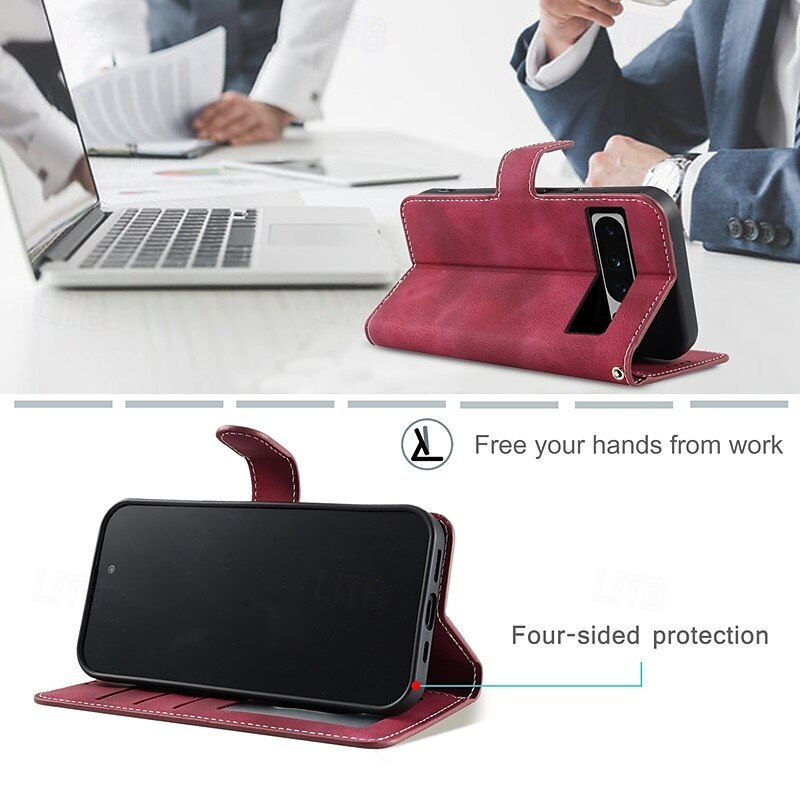 Phone Case For Pixel 8 Pro Pixel 8 Pixel 7 Pixel 7 Pro Flip Cover with Stand Holder Magnetic with Wrist Strap Retro TPU PU Leather 2025 - $14.99 –P9