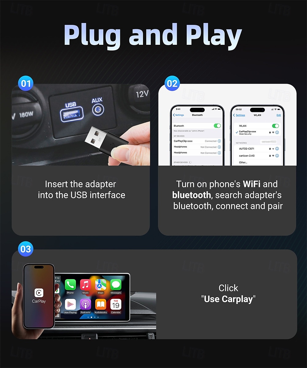 2025年 ottocast ワイヤレス CarPlay アダプター、ディスプレイとカスタマイズ可能な画面付き、有線からワイヤレス CarPlay ドングル、プラグ アンド プレイ、自動 CarPlay アダプター  コレクション – $96.99 –P6
