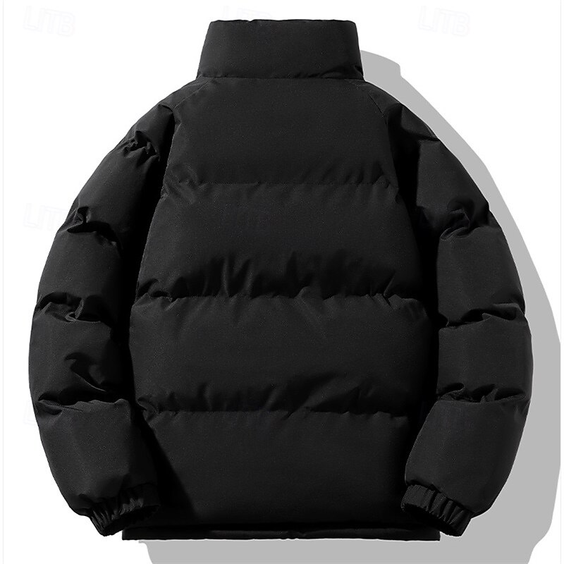 Men's Puffer Jacket Quilted Jacket Padded Jacket Pocket Polyster Fleece lined Daily Wear Date Vacation Regular Fashion Casual Comfortable Thermal Warm Fall & Winter Solid / Plain Color Black Green 2025 - $51.99 –P2