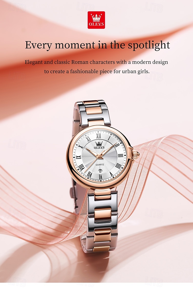 olevs 5608 luxe merk dameshorloge klassieke mode waterdicht lichtgevend kalenderhorloge elegant quartz dameshorloge 2025 - $26.99 –P5
