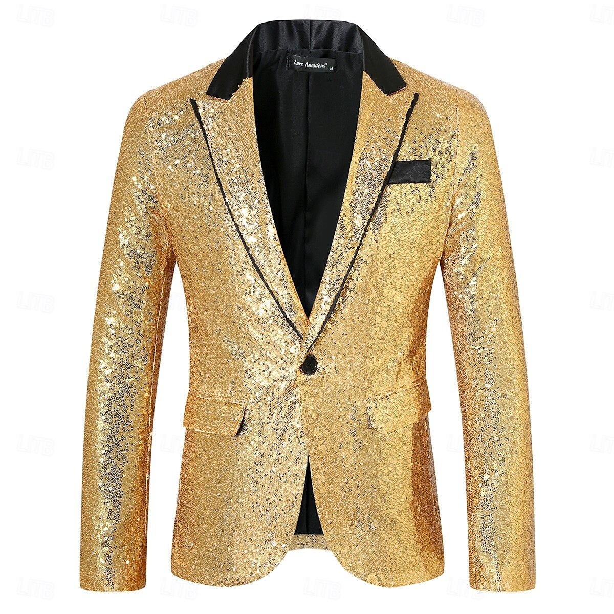 Herr Kavajjacka Smoking Lyx Glittriga Lappverk Solid färg Blazer Svart Silver Rubinrött Standardpassform Singelknäppt 1 Knapp 2025 - $61.99 –P2