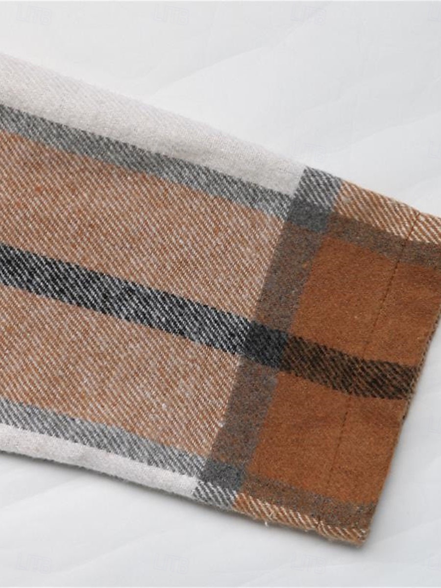 Dam Vinterkappa Hoodiejacka Utomhus Gata Dagliga kläder Höst Vinter Lång Täcka Normal Håller värmen Andningsfunktion Stylish Ledigt Jacka Långärmad Ränder och pläd Med fickor Blixtlås i fullängd Kaki 2025 - $73.99 –P9