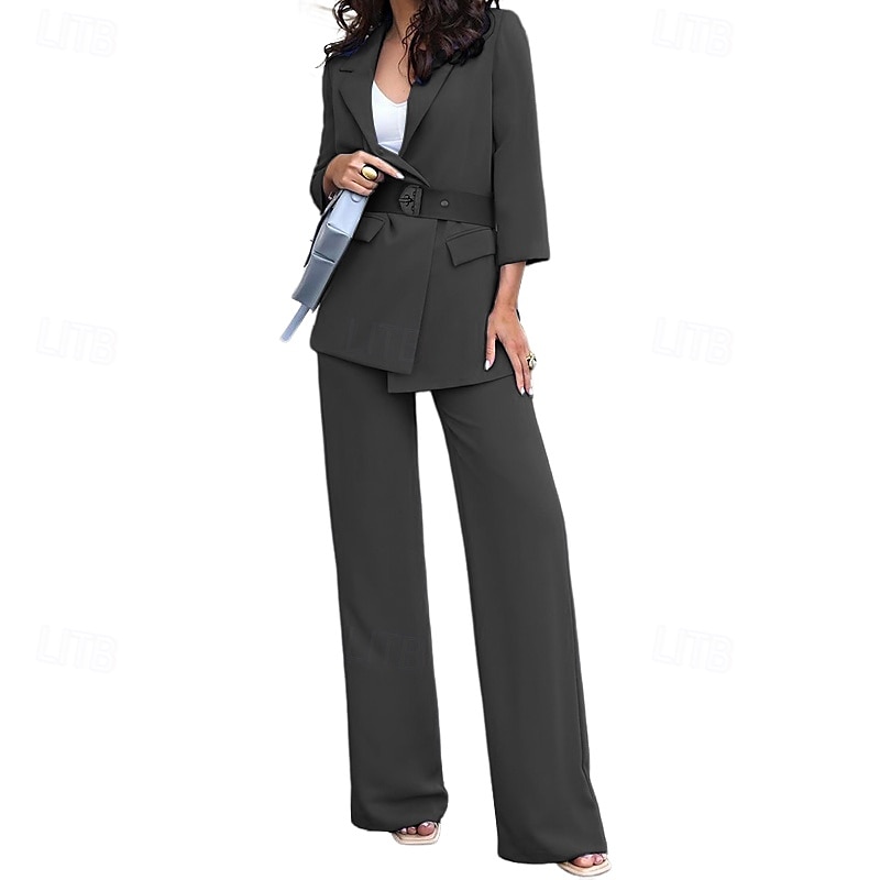 Mujer Trajes Formal Botón Color sólido Cómodo Moda Ajuste regular Ropa de calle Primavera Negro S 2025 - $88.99 –P10