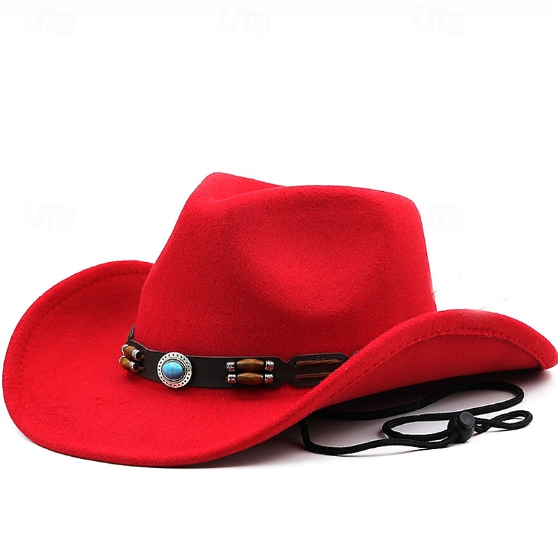 Férfi Kentucky Derby Hat Szalmakalap Cowboy kalap Fedora Trilby kalap Fekete Bor Gyapjú Régies stílus Divat 18. század Texas állam Napi Témakör Egyszínű / Sima szín Fényvédő Szerepjáték 2026 - $20.99 –P2