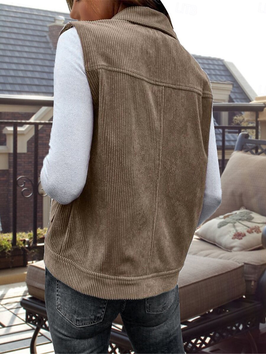 Dam Väst Utomhus Gata Dagliga kläder Höst Vinter Normal Täcka Normal Håller värmen Andningsfunktion Stylish Ledigt Jacka Ärmlös Ensfärgat Med fickor Armégrön Kaki 2025 - $41.99 –P5