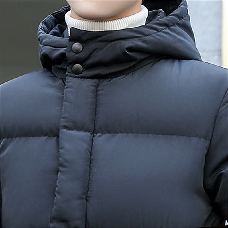 Herren puffer jacket Steppjacke übergangsjacke Gefütterte Jacke Tasche Polyesterfaser Fleece-Futter Freizeitskleidung Verabredung Urlaub Lang Modisch Brautkleider schlicht Komfortabel warm Herbst 2025 - $62.99 –P5