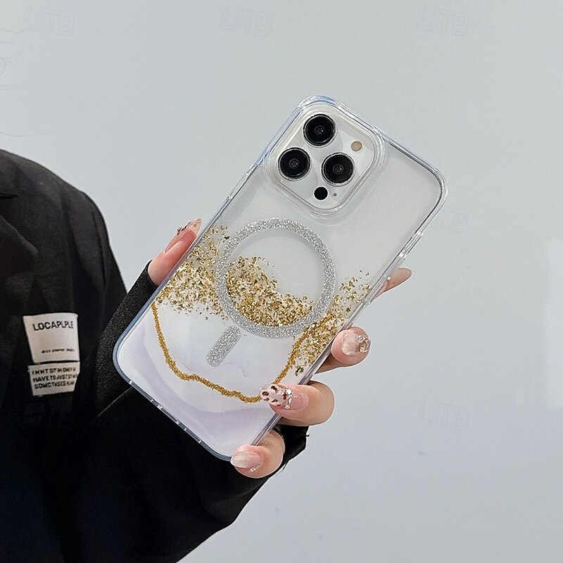 Phone Case For iPhone 16 Pro Max Plus iPhone 16 iPhone 16 Pro iPhone 15 Pro Max Plus iPhone 15 iPhone 14 Pro Max iPhone 13 12 11 Pro Max Back Cover Magnetic Support Wireless Charging Bling Glitter 2025 - $16.99 –P9