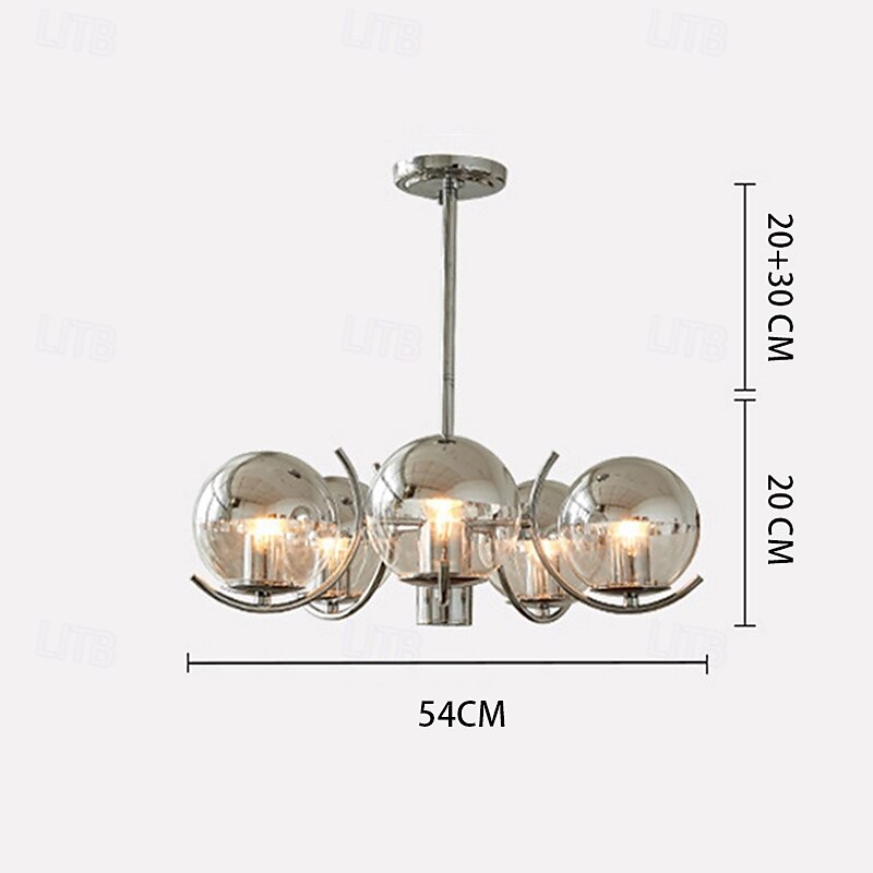 nordischer kreativer Chrom-Deckenleuchter moderner Chrom-LED-Deckenleuchter Kunstausstellung Pendelleuchten galvanisiertes Gehäuse LED-Beleuchtung 3/4/5 Lichtköpfe 110-240V 2025 - $364.91 –P3