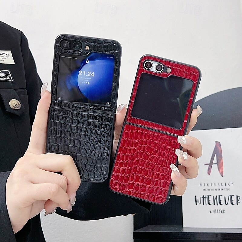 2025年 電話 ケース 用途 Zフリップ6 Z Flip 5 Z Flip 4 Z Flip 3 バックカバー 耐衝撃 レトロ風 TPU PUレザー  コレクション – $14.99 –P10