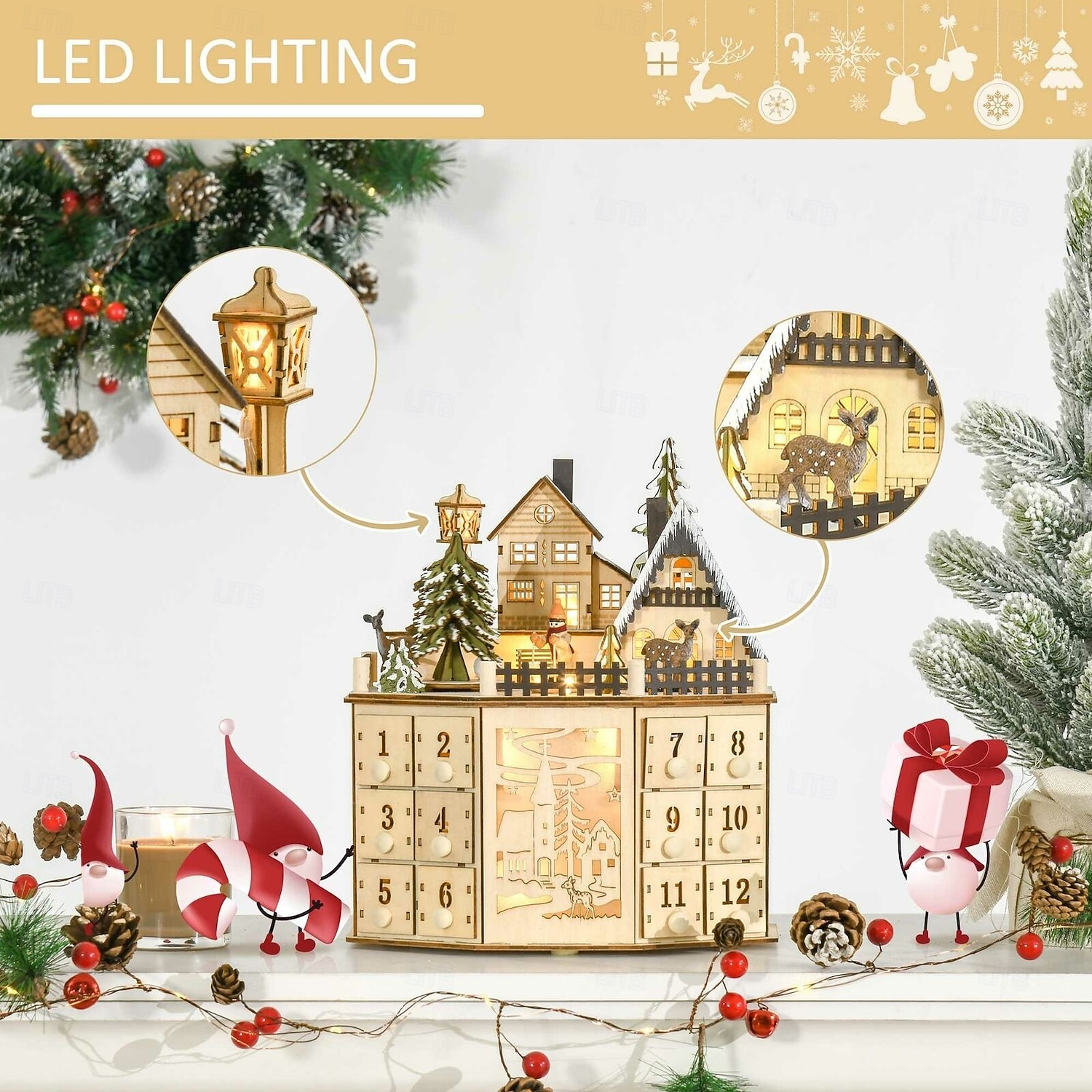 1 sada Prázdninový Vánoční ozdoby / Vánoční adventní kalendář / Pro chlapce, Sváteční dekorace Oslava Zahrada Svatební dekorace 25*30*20 cm 2025 - $46.99 –P4