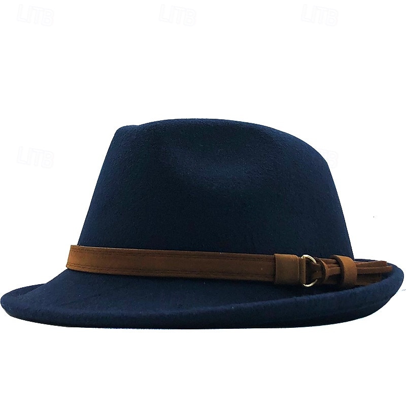 Men's Sun Hat Cowboy Hat Panama Hat Fedora Trilby Hat Black Wine Woolen Vintage Style Fashion 18th Century State of Texas Daily Theme Party Solid / Plain Color Sunscreen Cosplay 2026 - $13.49 –P5