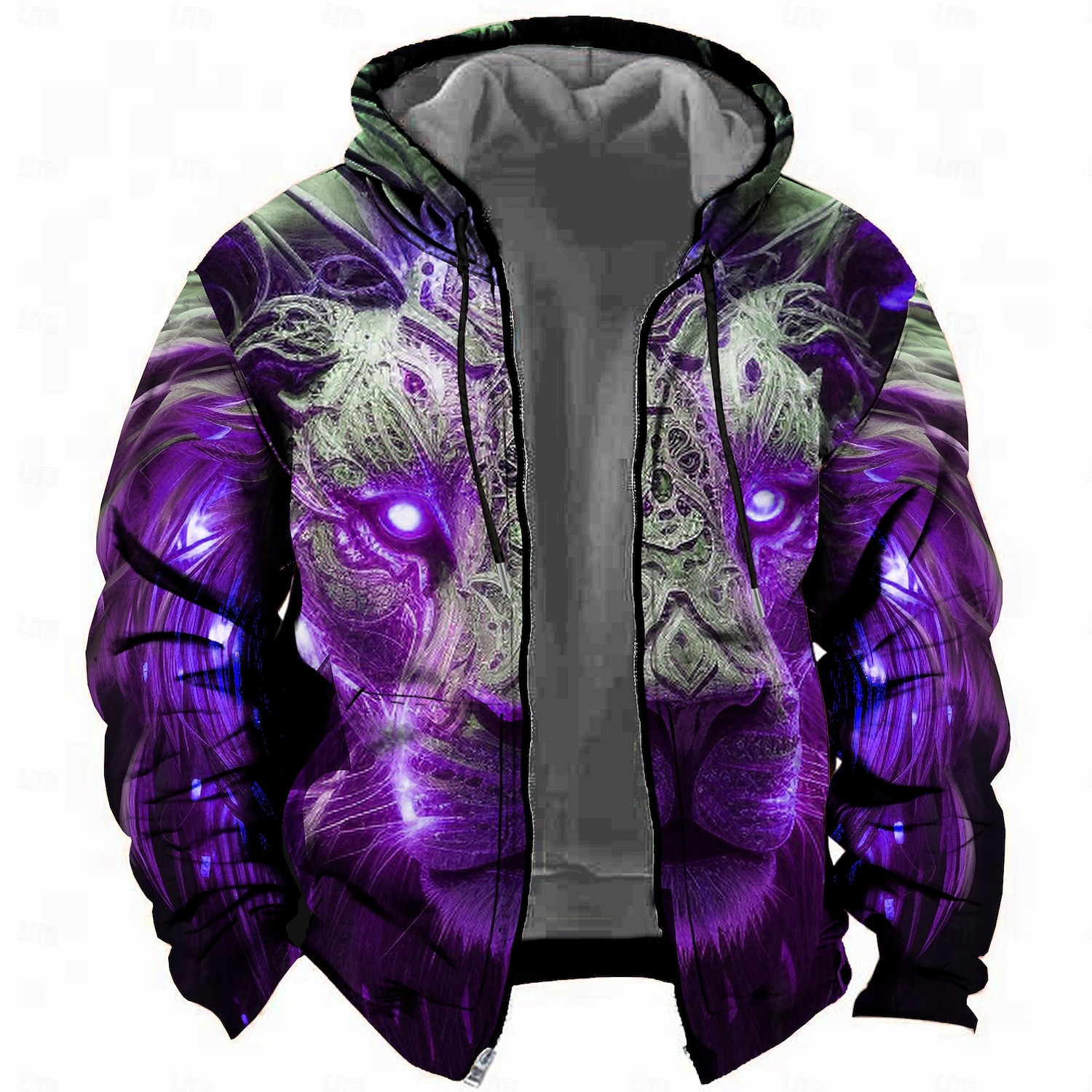 Hombre Estampado Leopardo Sudadera Sudaderas Moda Fresco Diario Manga Larga Con Capucha Festivos Viaje Ropa de calle Amarillo Rojo Azul Piscina Morado Correa Cremallera Bolsillo Otoño Invierno 2026 - $31.99 –P4