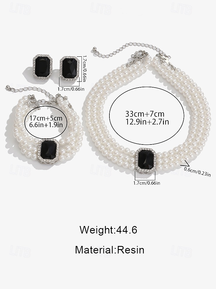 Elegant Women's Pearl Choker Necklace Set with Green Gemstone and Matching Bracelet & Earrings – Formal Occasion Jewelry 2025 - $14.99 –P6
