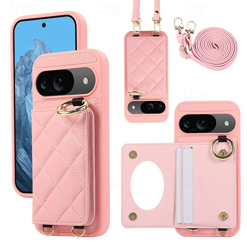 2025年 電話 ケース 用途 ピクセル9プロ ピクセル9プロXL Pixel 8 Pro Pixel 8 ピクセル9 バックカバー スタンド付き ストラップ付き カード挿入口 レトロ風 TPU PUレザー コレクション – $23.99 –P1