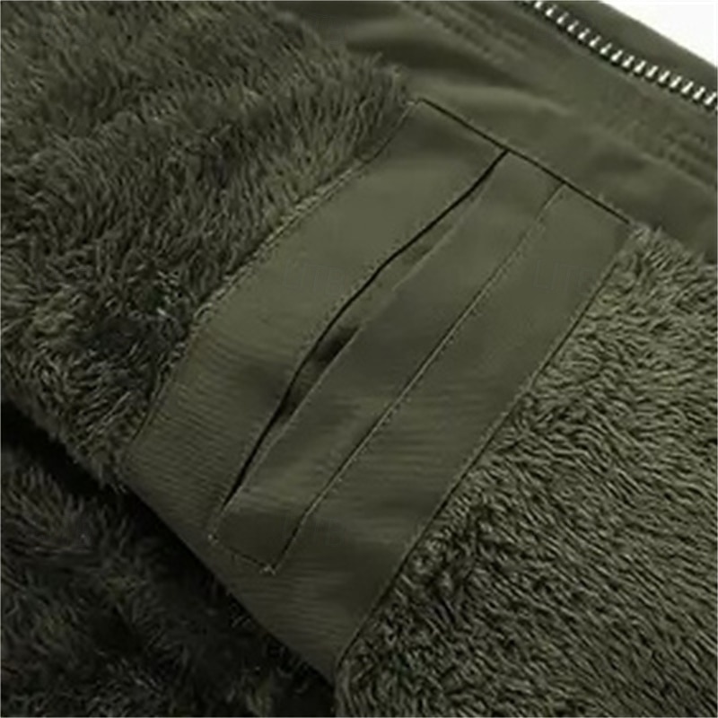 Męskie Kurtka polarowa Kurtka cargo Codzienny Urlop Keep Warm Kieszeń Polar Jesień i zima Równina Moda Moda miejska Kołnierz stawiany Regularny Czarny Khaki Zieleń wojskowa Kurtki 2026 - $87.99 –P6