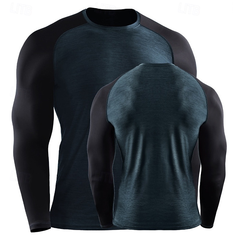 Men's Color Block Running T-Shirt Spring Fall Long Sleeve Casual Athleisure Quick Dry Breathable Gym Workout Running Walking Jogging Red Dark Navy Sage Sportswear Activewear 2026 - $21.99 –P12
