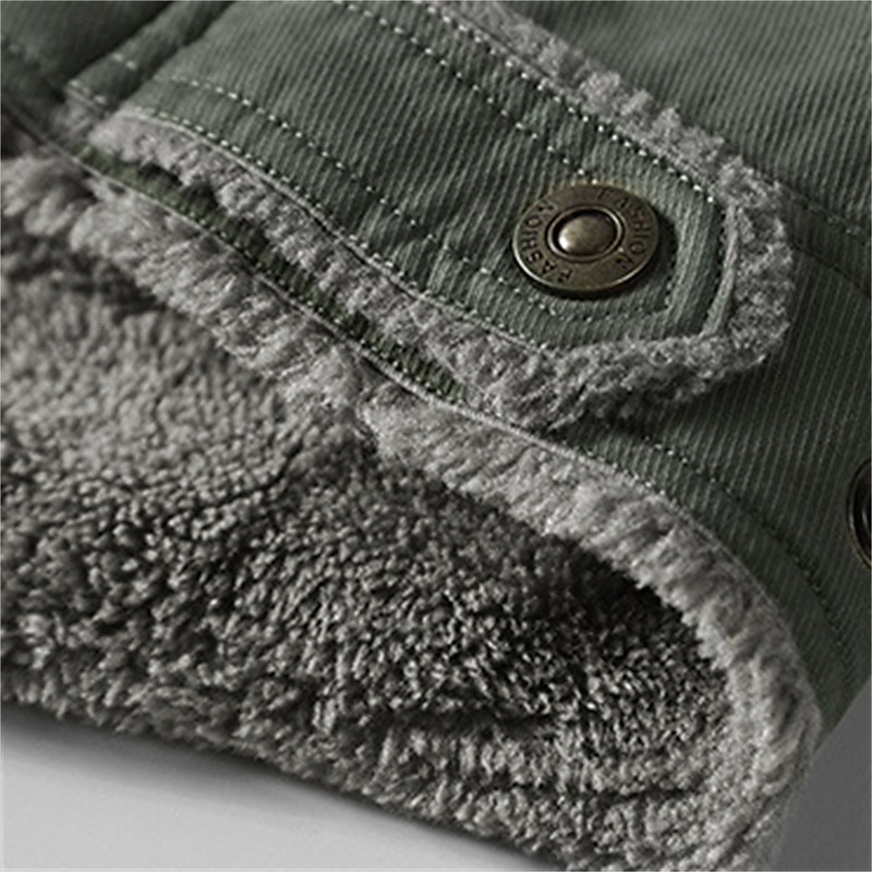 Herren Winterjacke Fleecejacke Freizeitjacke Täglich Urlaub warm Tasche Vlies Herbst Winter Glatt Modisch Strassenmode Kargen Standard Khaki Armeegrün Dunkelblau Jacken 2025 - $66.99 –P5