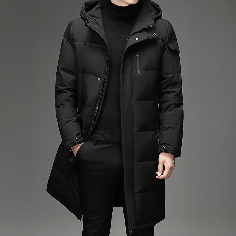 Herren Wintermantel Daunenjacke puffer jacket Gefütterte Jacke Tasche Weiße Entendaunen Urlaub Freizeitskleidung Verabredung Lang Modisch Brautkleider schlicht Komfortabel warm Herbst Winter Solide 2025 - $63.99 –P10