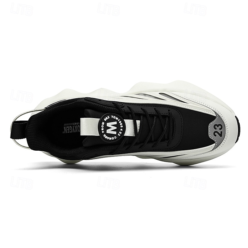 scarpe da ginnastica da uomo futuristiche con suola spessa in bianco e nero - scarpe sportive leggere e traspiranti per abbigliamento casual o da corsa del 2025 a $59.99 –P5