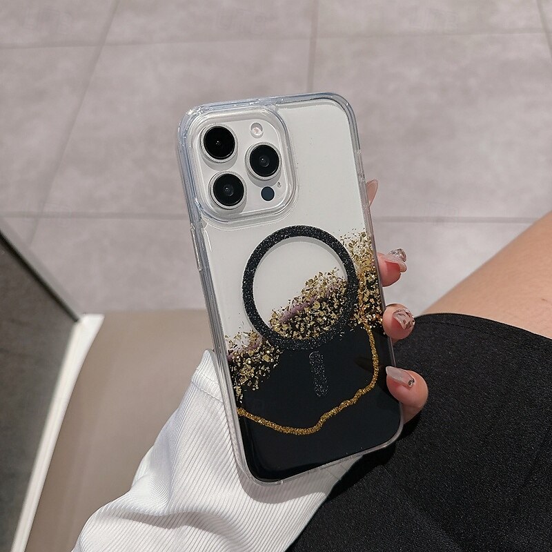 Phone Case For iPhone 16 Pro Max Plus iPhone 16 iPhone 16 Pro iPhone 15 Pro Max Plus iPhone 15 iPhone 14 Pro Max iPhone 13 12 11 Pro Max Back Cover Magnetic Support Wireless Charging Bling Glitter 2025 - $16.99 –P16