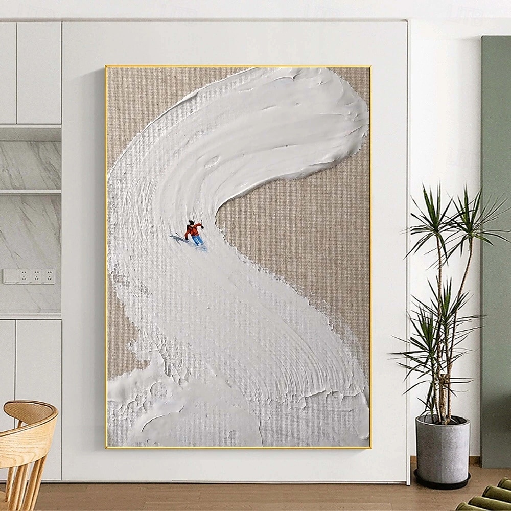 handmålade abstrakta målningar för snöskidåkning på duk handgjorda snöberg texturerad akrylmålning modern väggkonstmålning handmålade konstverk snömålning för väggdekor i vardagsrummet 2025 - $116.99 –P6
