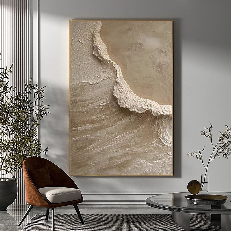 oryginalny biały abstrakcyjny obraz biały beżowy tekstura malarstwo abstrakcyjna sztuka ścienna minimalistyczny abstrakcyjny obraz nowoczesna sztuka sztuka do salonu rozciągnięta rama gotowa do 2025 - $131.99 –P7