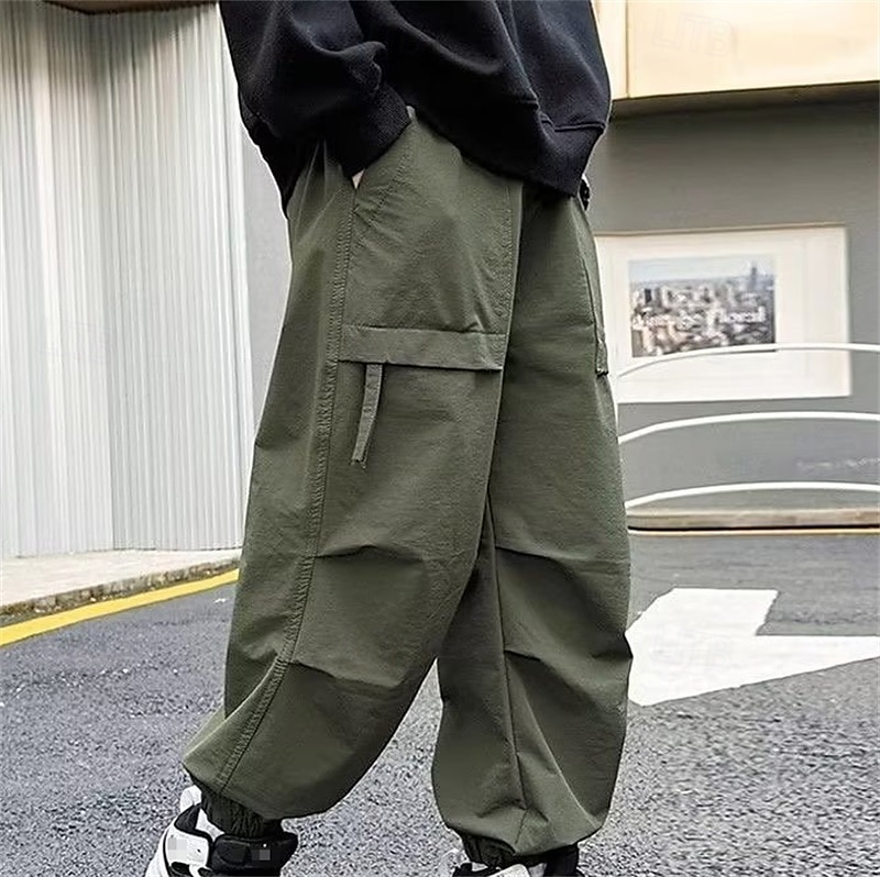 Kids Boys Pants Trousers Patchwork Pocket Solid Color Breathable Soft Comfort Pants Outdoor Sports Daily Black Green Mid Waist 2025 - $19.49 –P4