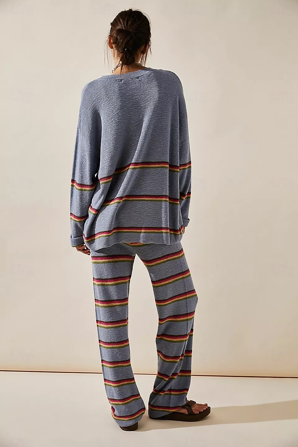 Pentru femei Pulover Coordonate pulover Șic Stradă Casual Dungi Stil Nautic Tricotat Manșon Lung Topuri obișnuite Tricotat Muncă Albastru piscină Trifoi Toamnă Iarnă 2025 - $39.99 –P2
