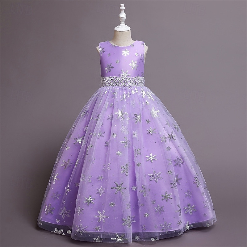 kinderkleidung Mädchen Cosplay-Kleid Party Kleid Schneeflocke Ärmellos Leistung Weihnachten Gitter Rückenfrei Patchwork Schön Süß Polyester Maxi abendkleider Schaukelkleid Tüll-Kleid Winter 4-12 Jahre 2025 - $41.99 –P7