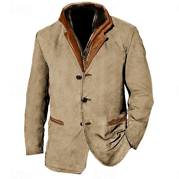 Per uomo Giacca di velluto a coste Antivento Giornaliero Da mare Tenere al caldo Colletto in pile Nessuna fodera in pile Autunno inverno Liscio Di tendenza Streetwear Bavero Standard Blu Cachi Verde del 2025 a $89.99 –P1