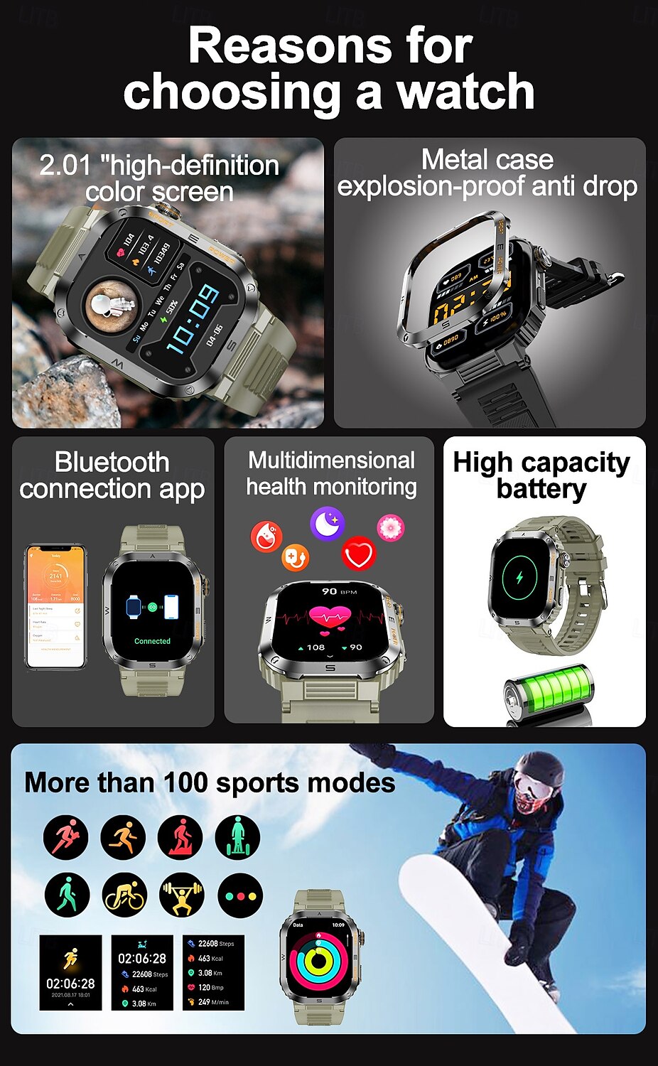 MT39 Smart Watch 2.01inch Large Screen Bluetooth Call Heart Rate Health Monitor Outdoor Sports AI Voice Assistant Smartwatch 2025 - $43.99 –P2