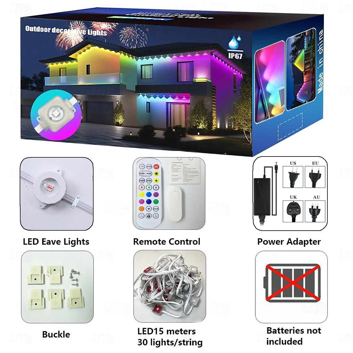 permanente verlichting 16,5-150ft slimme rgbic buiten dakrandverlichting, eeuwigdurende verlichting met tuya wifi app-bediening, ip65 waterdicht, doe-het-zelf programmering, alexa/google compatibel voor kerst- en huisdecoraties 2025 - $70.99 –P12