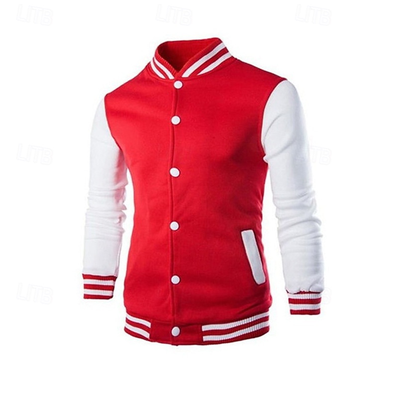 Herren Leichte Jacke Sommerjacke Bomberjacke übergangsjacke Urlaub Alltagskleidung Warm Klassicher Stil Frühling & Herbst Farbblock Komfort Freizeit Stehkragen Hellgrau Wein Schwarz Dunkelmarine Blau 2025 - $29.99 –P4