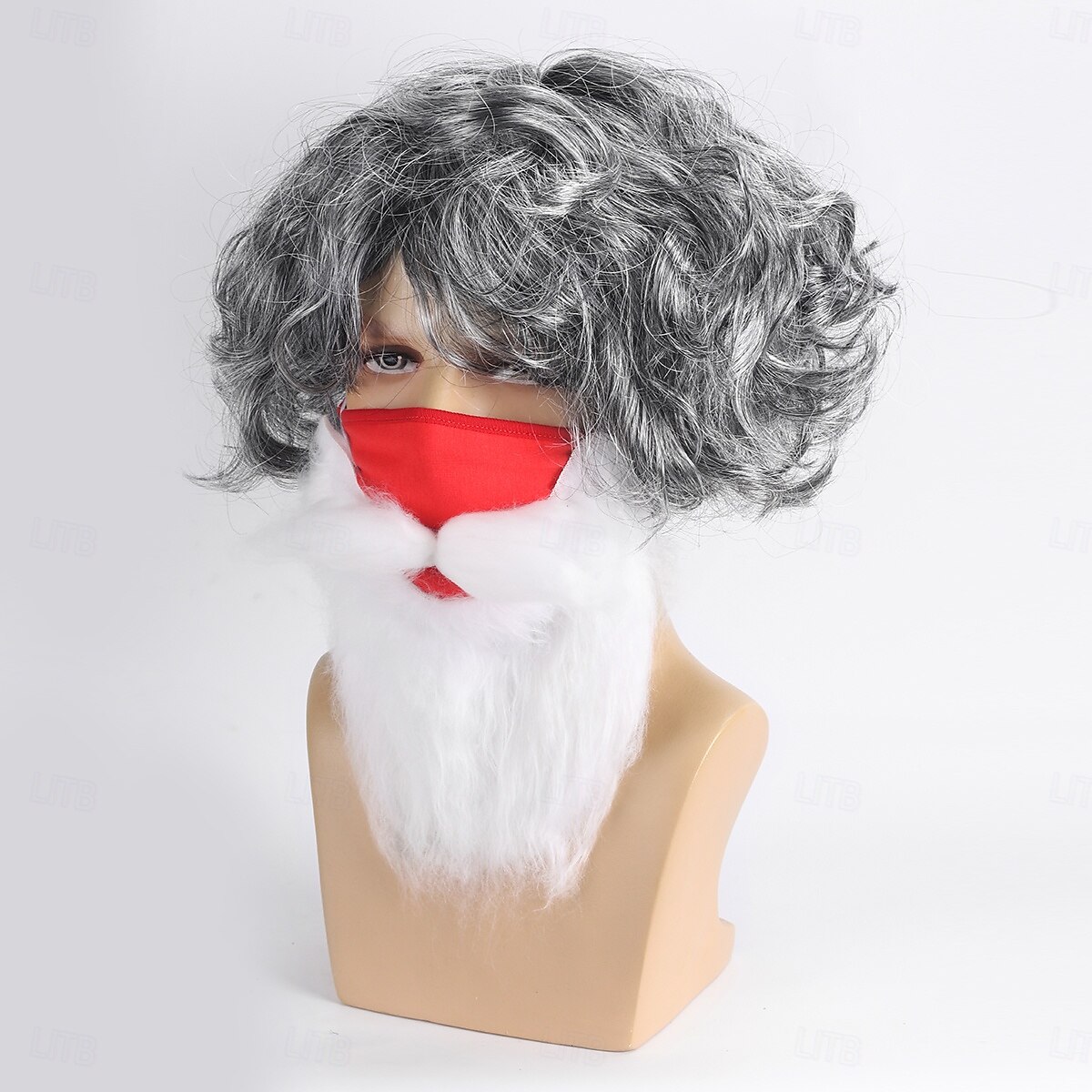 2025年 人工毛ウィッグ カール バング付き 機械製 かつら ショート グレイ 合成 男性用 グレイ  コレクション – $17.49 –P3