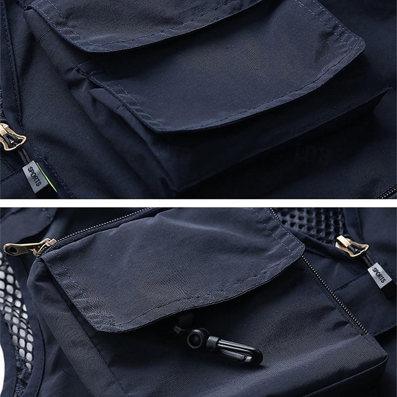 Herren Weste für Wanderer Wander-Fleeceweste Ärmellos Weste Außen Atmungsaktiv Komfortabel Tasche Polyester Dunkelgrau Schwarz Gelb Jagd Angeln Klettern 2025 - $32.99 –P2