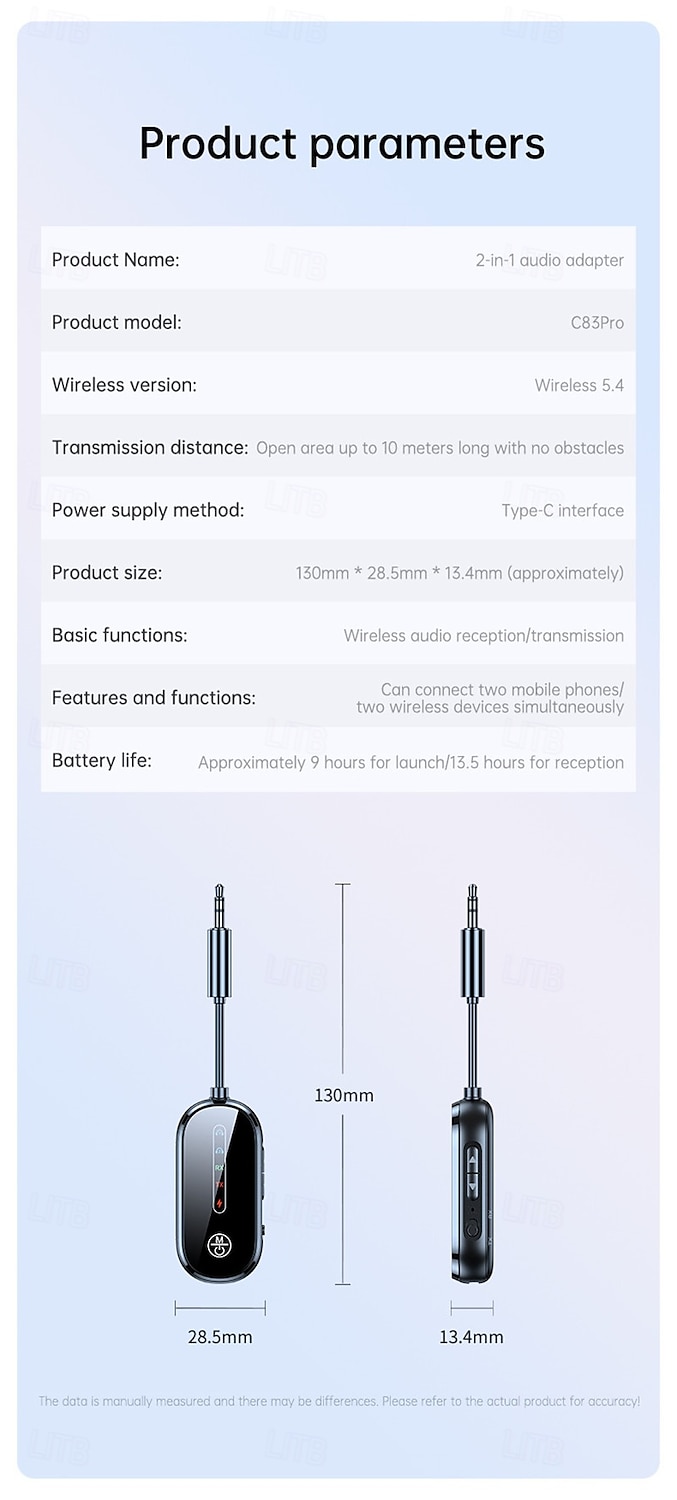 New Bluetooth 5.4 receiving transmitter car AUX two-in-one aircraft TV dedicated wireless transmitter one for two 2025 - $33.99 –P13