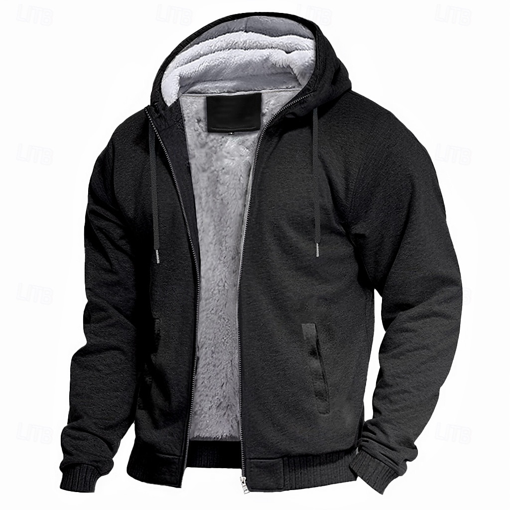 Men's Zip Hoodie Sweatshirt Fleece Hoodie Thick Hoodies Navy Blue+Light Gray Dark Gray+Black Black Red Navy Blue Hooded Plain Work Sports & Outdoor Casual Streetwear Basic Casual Spring & Fall 2025 - $37.99 –P8