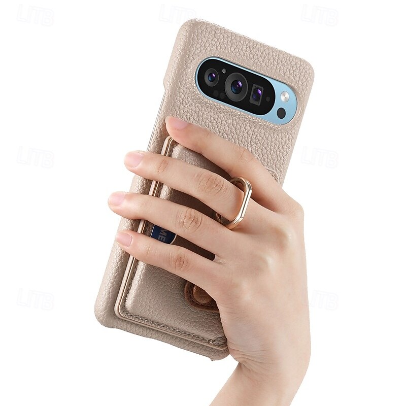 טלפון מגן עבור Pixel 9 Pro Pixel 9 Pro XL Pixel 8 Pro Pixel 8 פיקסל 9 Pixel 7 Pixel 7 Pro Pixel 6 Pixel 6 Pro כיסוי אחורי מחזיק טבעת חריץ לכרטיס עמיד בזעזועים רטרו TPU עור PU 2025 - $19.99 –P1