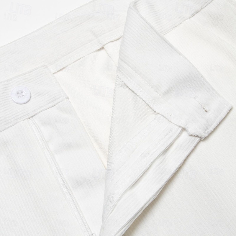 Men's Dress Pants Corduroy Pants Flared Pants Bell Bottom Trousers Pocket Plain Comfort Soft Full Length Party Outdoor Daily Fashion Chic & Modern White Brown 2025 - $22.99 –P7