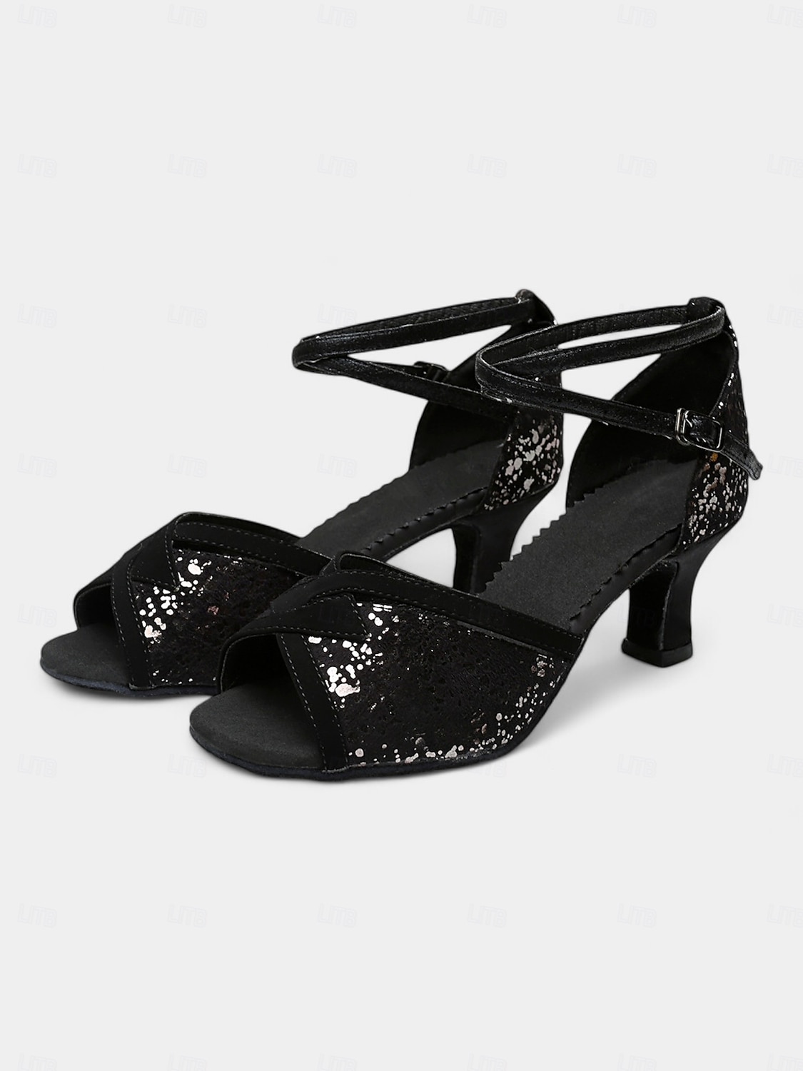 chaussures de danse à paillettes pour femmes avec brides croisées – talons de salon latins confortables pour les spectacles et les fêtes de 2025 ? $34.99 –P6