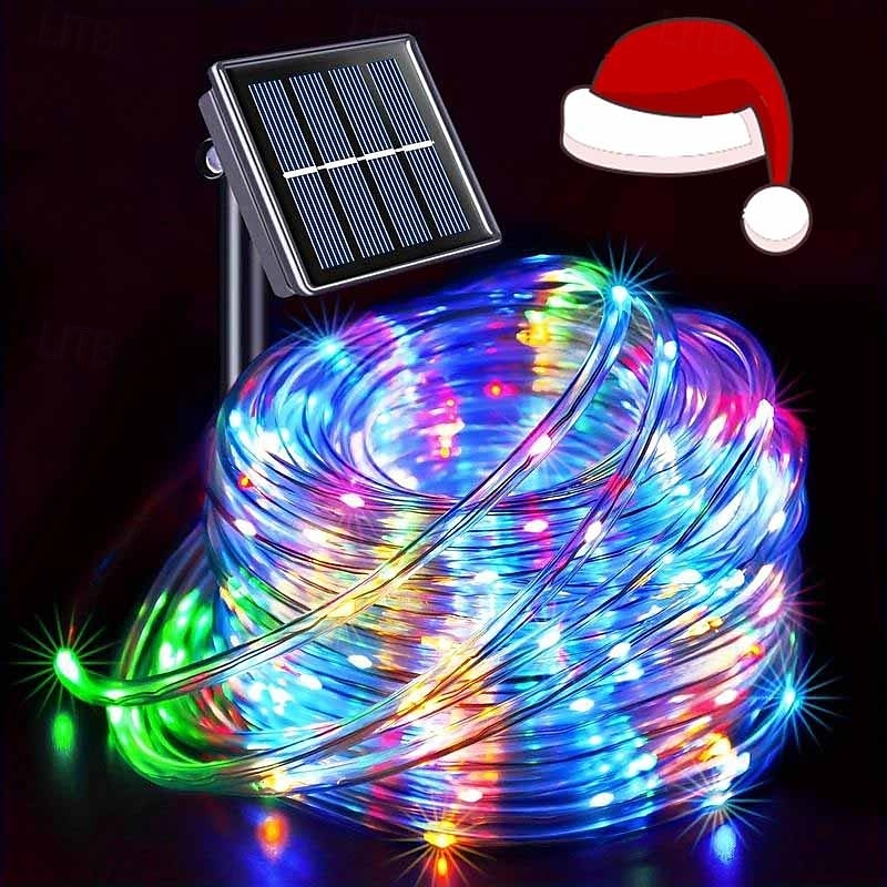 7m-50leds/12m-100leds/22m-200leds świąteczna zewnętrzna lampa solarna na balkon, dziedziniec, ogrodzenie, schody, świąteczna atmosfera, dekoracyjny sznur świetlny 2025 - $12.49 –P11