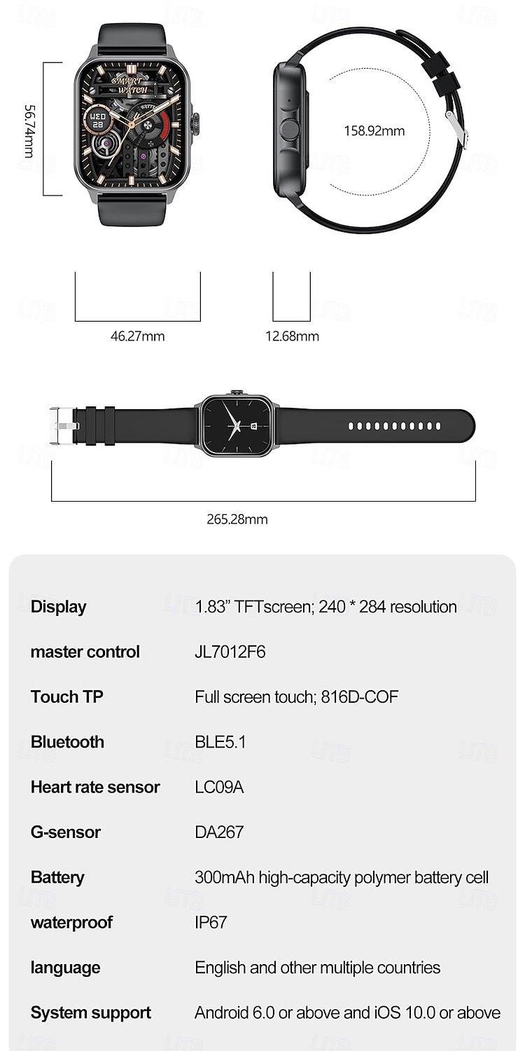 iMosi ZW36A Умные часы 1.83 дюймовый Смарт Часы Bluetooth Педометр Напоминание о звонке Датчик для отслеживания сна Совместим с Android iOS Женский Мужчины 2025 - $29.99 –P19
