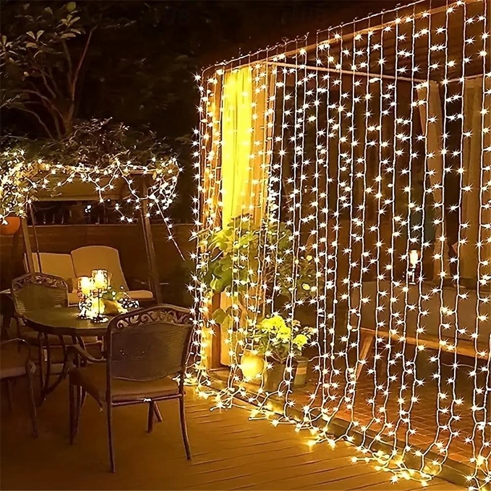Luces de String Cortina 3x3M 300 LED 31V Calor Blanco 8 Modos Seguras para Decoración de Boda y Jardín 2026 - $50.99 –P4