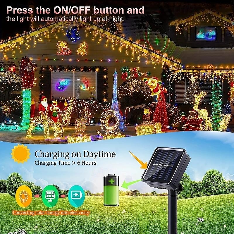 2025年 4m 96LED 屋外ソーラーアイスバーライトストリング 中庭の軒先 バルコニー フェンス ステップ クリスマス ウェディング お祝いの雰囲気 装飾ライトストリング  コレクション – $15.99 –P5